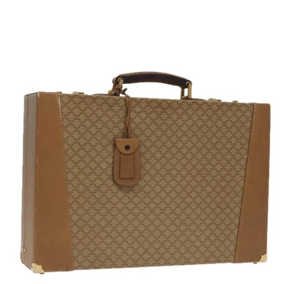 CELINE Attache Case Macadam Canvas Trunk Beige Gold - Picture 1 of 15